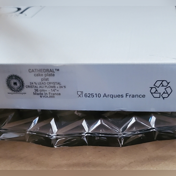 14" Large 24% Lead Crystal "Cathedral " Cake Plate by JG Durand - Picture 6 of 14